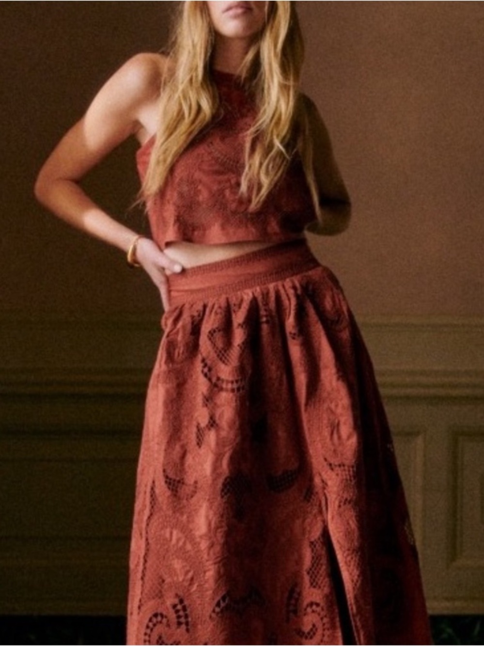 Sezane Editions Lace Top and Matching Skirt